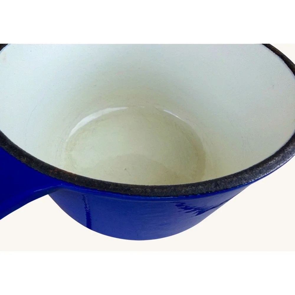 Vintage Cobalt Blue Cast Iron Simmer Pot Fondue Benjamin Medwin Homestead 1.5 Qt